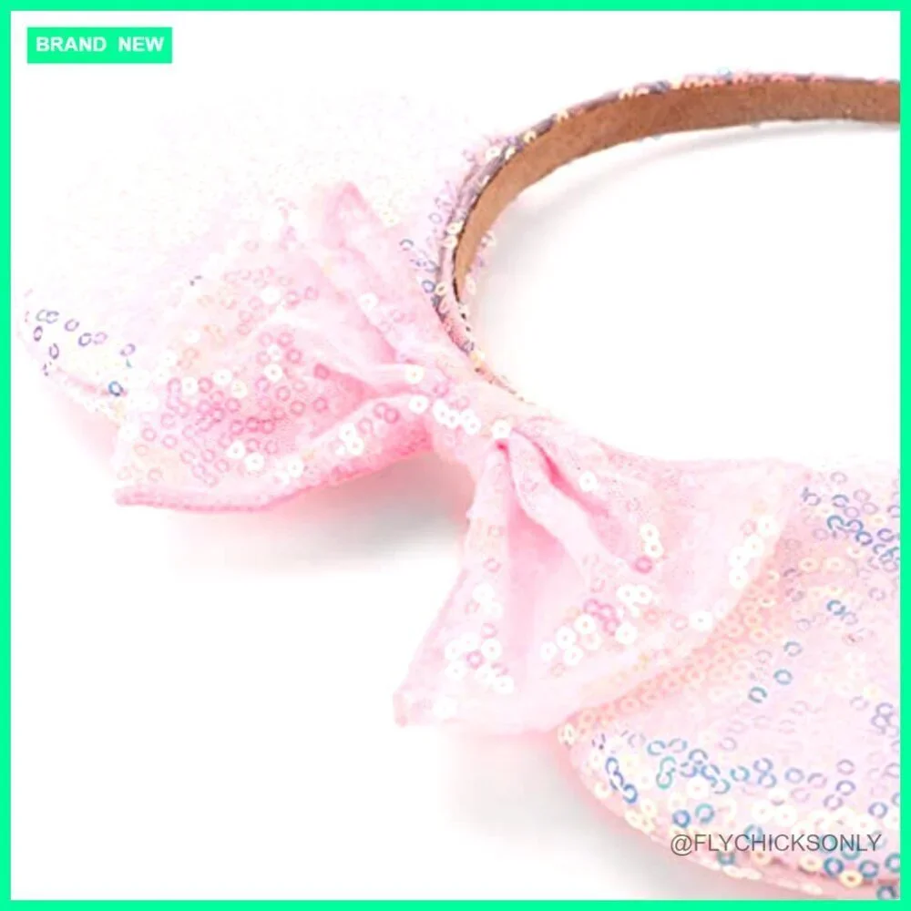 Glitter Mouse Ears Bow Headband for Cosplay Party Costume Accessory
